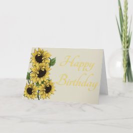 Tarjeta de cumpleaños feliz de girasoles rusos