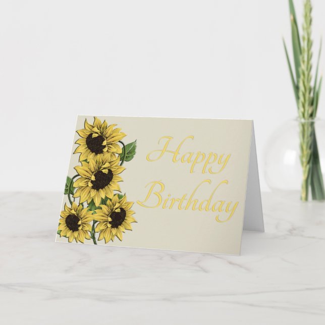 Tarjeta de cumpleaños feliz de girasoles rusos (Anverso)