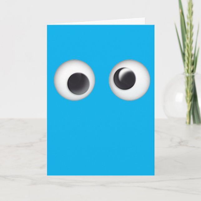 Tarjeta de cumpleaños feliz de googly Eyed Blue (Anverso)