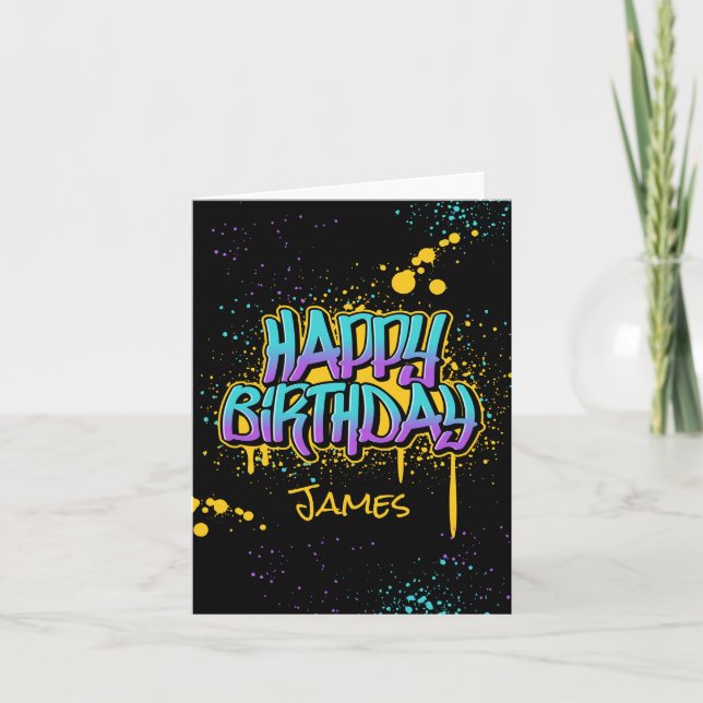 Tarjeta de cumpleaños feliz de graffiti (Anverso)