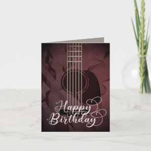 Tarjeta de cumpleaños feliz de guitarra acústica