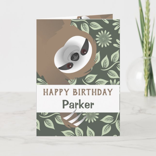 Tarjeta de cumpleaños feliz de Hanging Sloth (Anverso)
