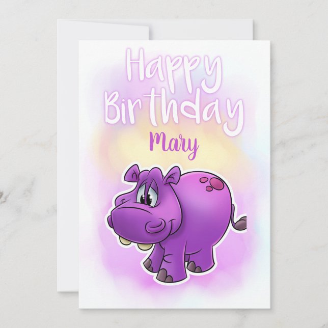Tarjeta de cumpleaños feliz de Hippo (Anverso)