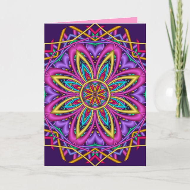 Tarjeta de cumpleaños feliz de Kaleidoscope decora (Anverso)