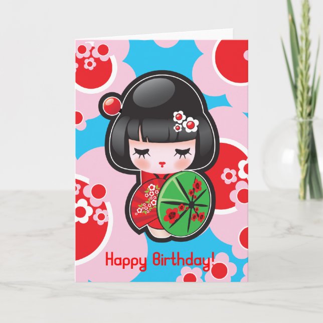 Tarjeta de cumpleaños feliz de Kawaii (Anverso)