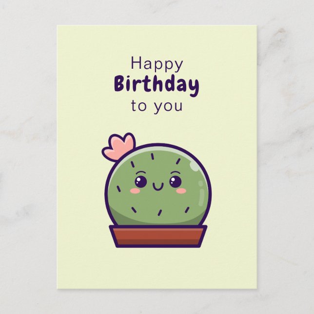 Tarjeta de cumpleaños feliz de Kawaii