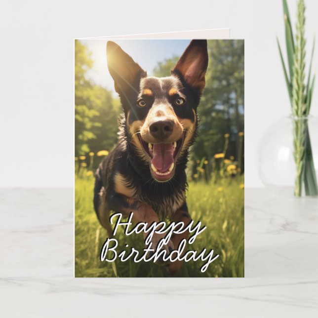 Tarjeta de cumpleaños feliz de Kelpie australiano  (Anverso)