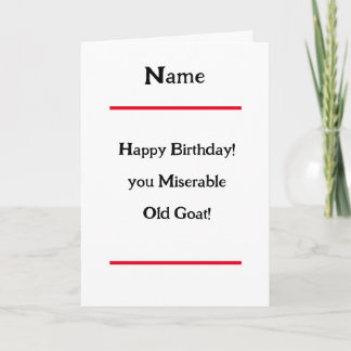 Tarjeta de cumpleaños feliz de la cabra verso de l