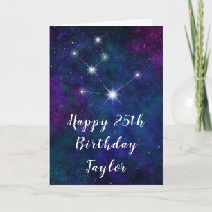 Tarjeta de cumpleaños feliz de la constelación zod