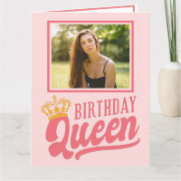 Tarjeta de cumpleaños feliz de la reina de cumplea
