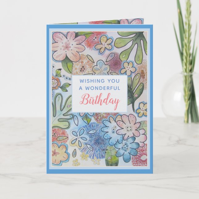 Tarjeta de cumpleaños feliz de las flores de Bonit (Anverso)