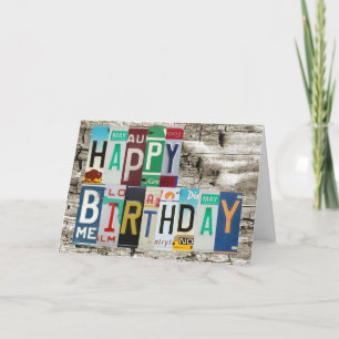 Tarjeta de cumpleaños feliz de las matrículas