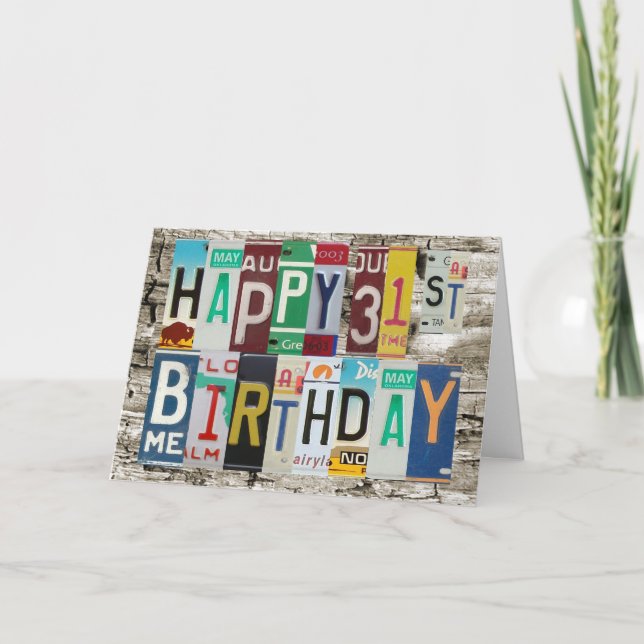 Tarjeta de cumpleaños feliz de las placas 31ro (Anverso)