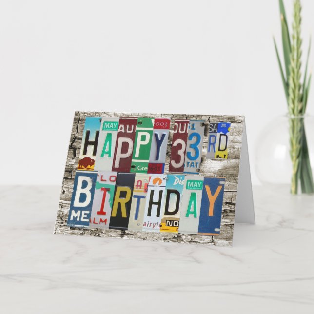 Tarjeta de cumpleaños feliz de las placas 33ro (Anverso)
