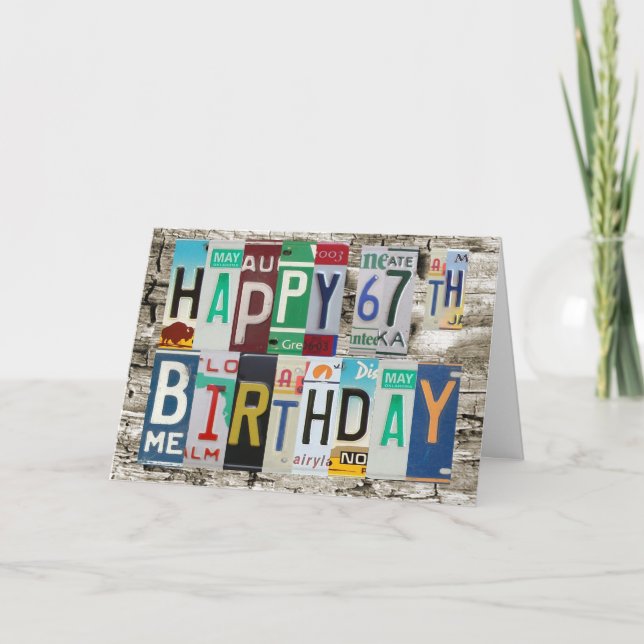 Tarjeta de cumpleaños feliz de las placas 67.a (Anverso)