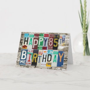 Tarjeta de cumpleaños feliz de las placas 85a