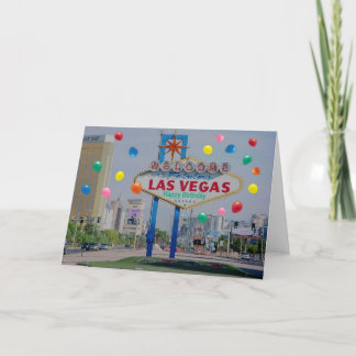 Tarjeta de cumpleaños feliz de Las Vegas con globo
