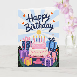 Tarjeta de cumpleaños feliz de lino premium