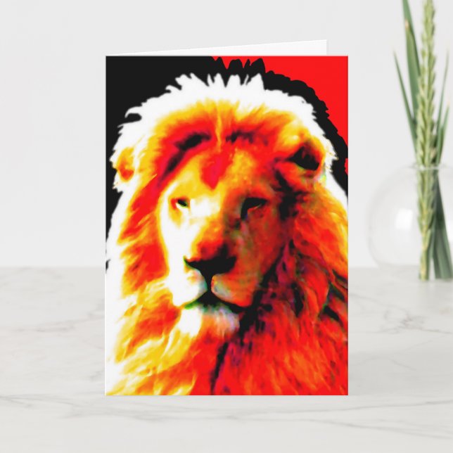 Tarjeta de "cumpleaños feliz" de Lion Head Red (Anverso)