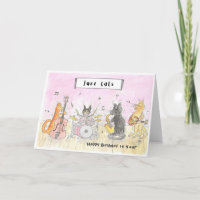 Tarjeta de cumpleaños feliz de los gatos de jazz