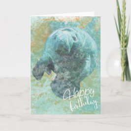 Tarjeta de cumpleaños feliz de Manatee pintada