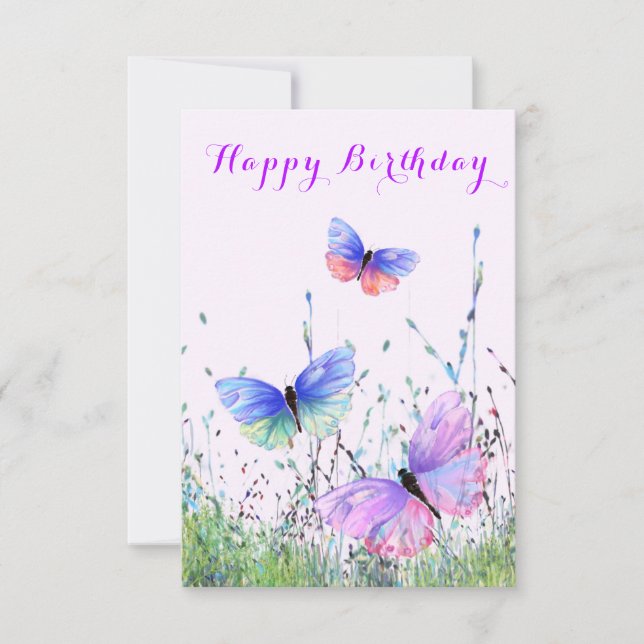 Tarjeta de cumpleaños feliz de mariposa (Anverso)