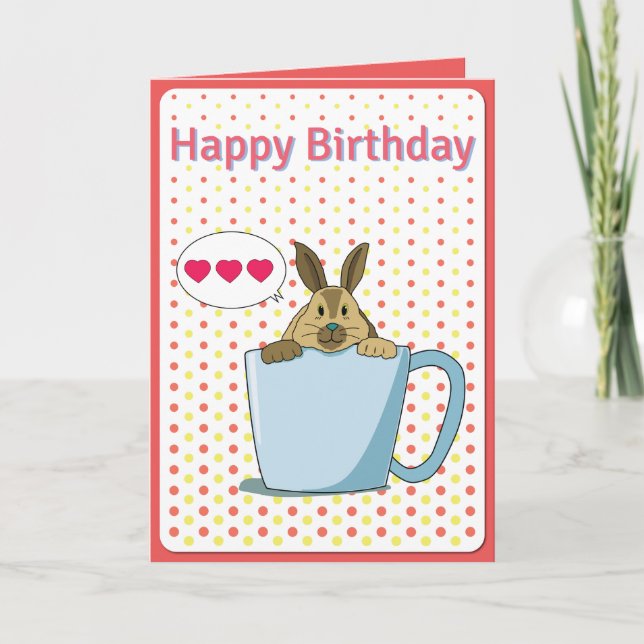 Tarjeta de cumpleaños feliz de Mocha bunny (Anverso)