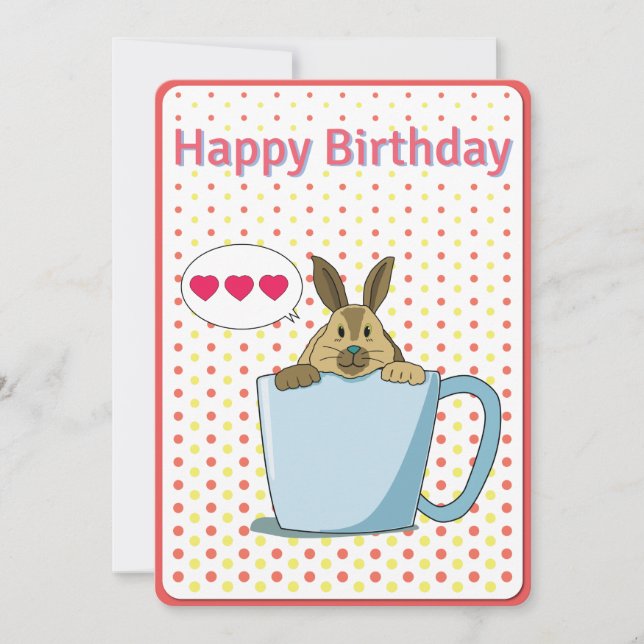 Tarjeta de cumpleaños feliz de Mocha bunny (Anverso)