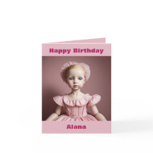 Tarjeta de cumpleaños feliz de muñecas de arte de 