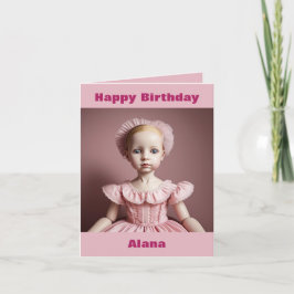 Tarjeta de cumpleaños feliz de muñecas de arte de 