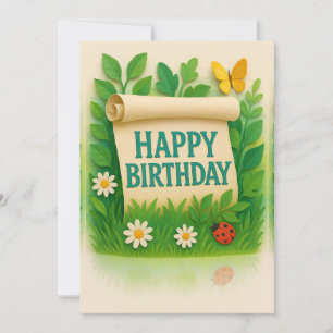 Tarjeta de cumpleaños feliz de Nature Garden