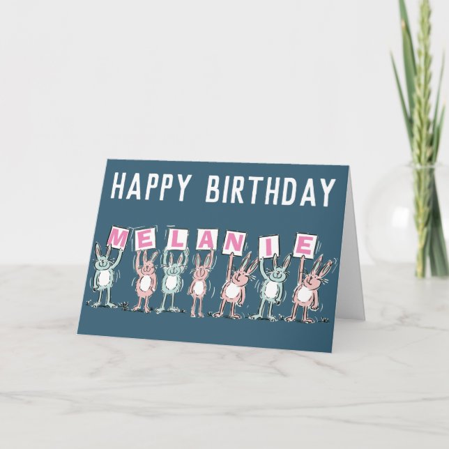 Tarjeta de cumpleaños feliz de nombre de 7 letras (Anverso)