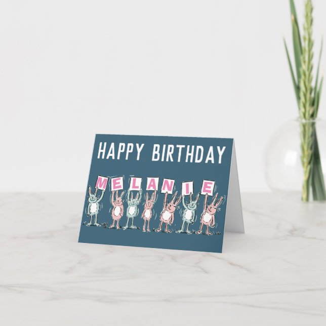 Tarjeta de cumpleaños feliz de nombre de 7 letras (Anverso)