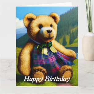 Tarjeta de cumpleaños feliz de osito de peluche