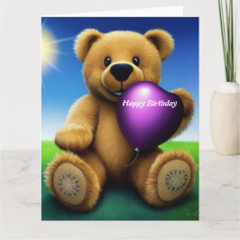 Tarjeta de cumpleaños feliz de osito de peluche