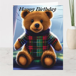 Tarjeta de cumpleaños feliz de osito de peluche
