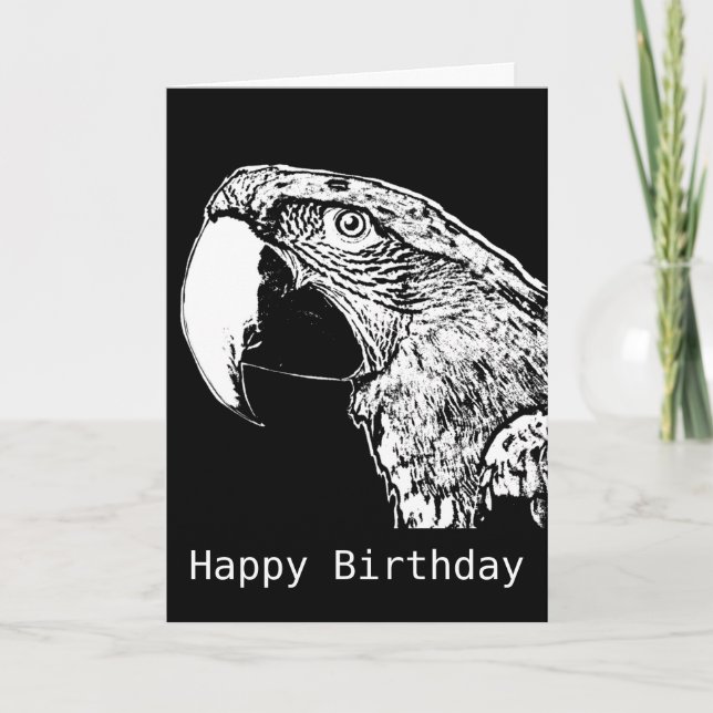 Tarjeta de cumpleaños feliz de Parrot Squawk (Anverso)