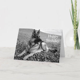 Tarjeta de cumpleaños feliz de perro pastor alemán