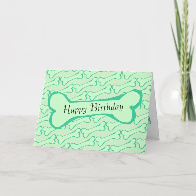 Tarjeta de cumpleaños feliz de perro verde claro (Anverso)