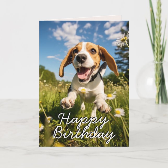 Tarjeta de cumpleaños feliz de personalizado Beagl (Anverso)