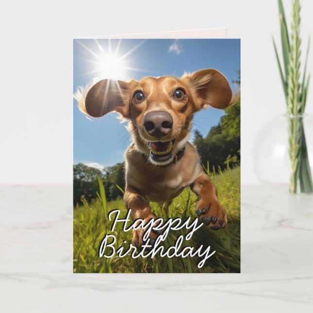 Tarjeta de cumpleaños feliz de personalizado Dachs (Anverso)