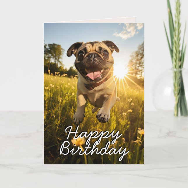 Tarjeta de cumpleaños feliz de personalizado Pug (Anverso)