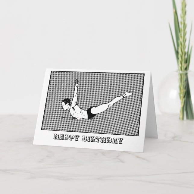 Tarjeta de cumpleaños feliz de Pilates Buceo de Sw (Anverso)