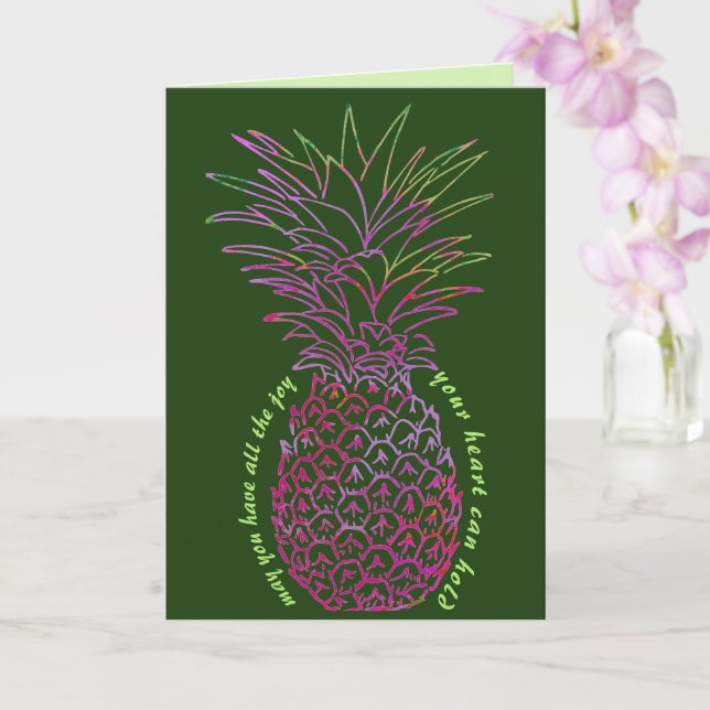 Tarjeta de cumpleaños feliz de piña brillante en n (Orquídea)