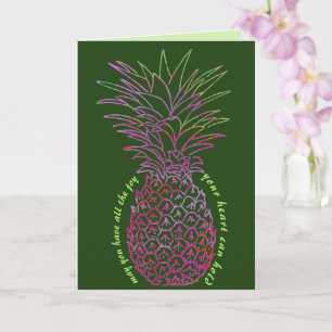 Tarjeta de cumpleaños feliz de piña brillante en n