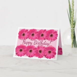 Tarjeta de cumpleaños feliz de Pink Gerber Daisy