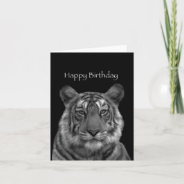 Tarjeta de cumpleaños feliz de pintura de tigres (