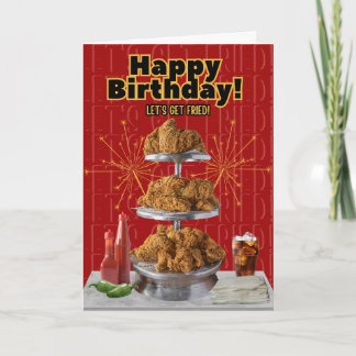 Tarjeta de cumpleaños feliz de pollo frito