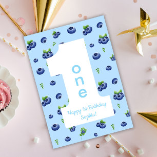 Tarjeta de cumpleaños Feliz de primera arándano