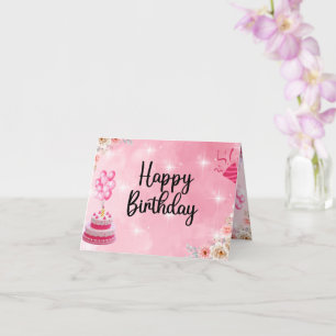 tarjeta de cumpleaños feliz de purpurina rosa